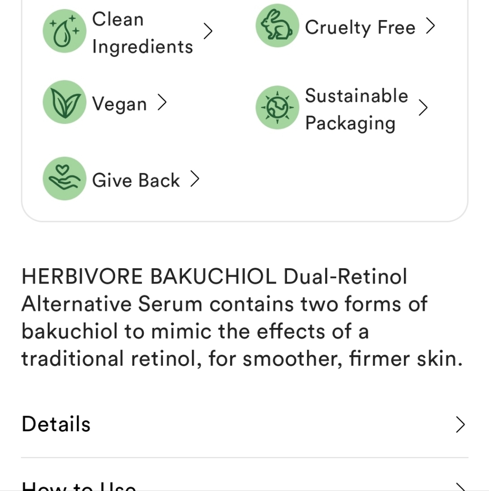 NIB HERBIVORE BAKUCHIOL DUAL RETINOL ALTERNATIVE SERUM - Picture 4 of 14